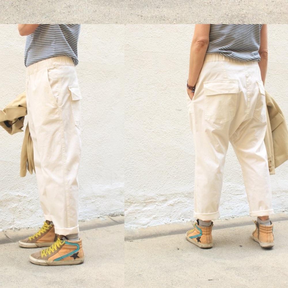 NILI LOTAN Casablanca Pants Drop Crotch Neutral Minimalist